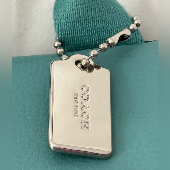 COACH Derby Turquoise Leather Small Mini Backpack Purse Bag Purple Liner - Picture 3 of 8